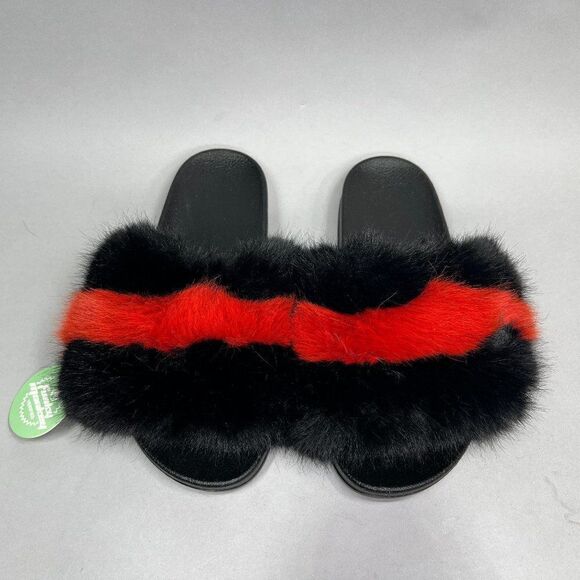Funky Monkey Women's Size 10 Faux Fur Slide Sandals - Picture 3 of 8